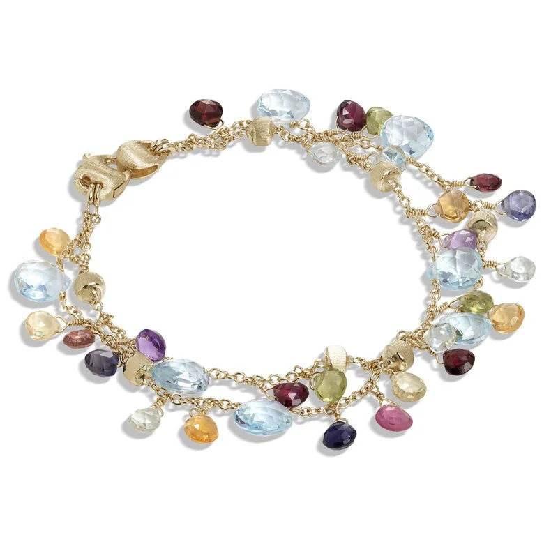 Ladies bracelets rose gold stackable styles-Marco Bicego Mixed Gemstones Blue Topaz Paradise Bracelet