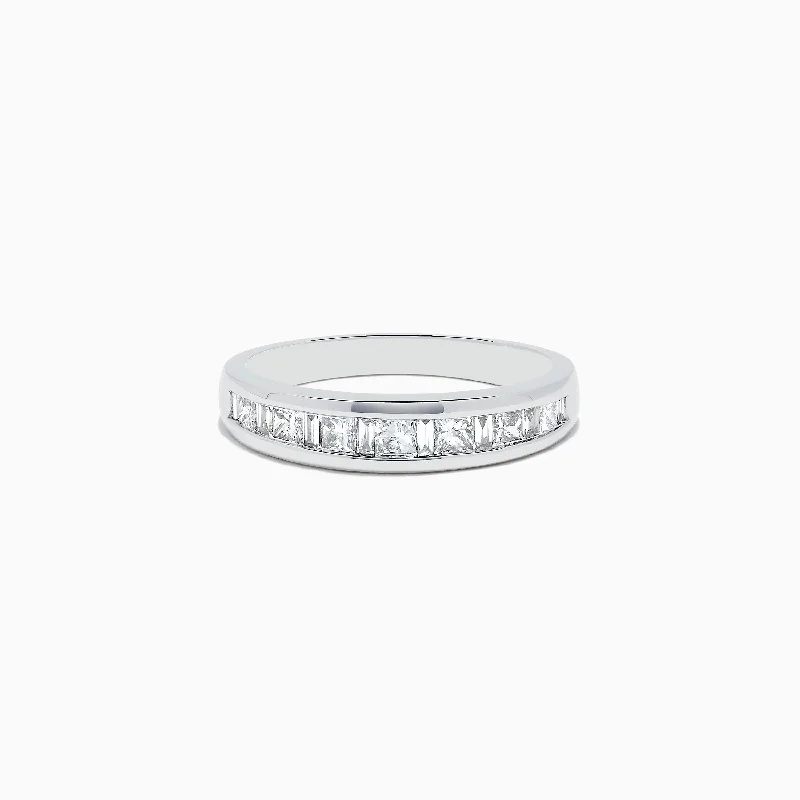 ladies ring birthstone sustainable-14K White Gold Channel Set Diamond Band, 0.50 TCW