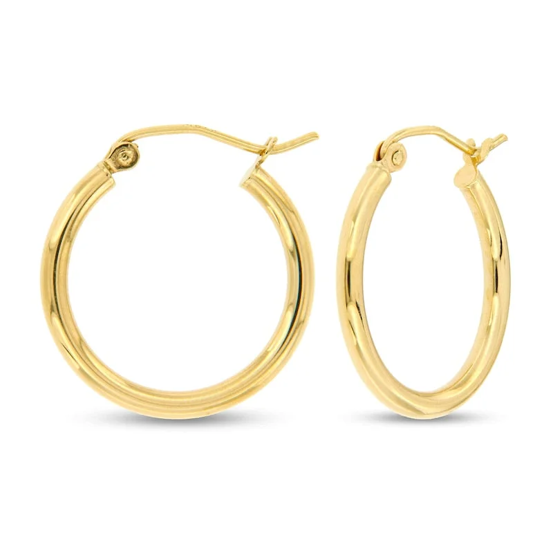 ladies earrings luxury teardrop-14E00360 - 14 Karat Yellow Gold 2mm Wire Hoop Earrings