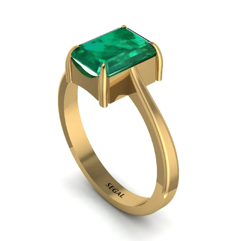 ladies engagement ring polished ethical-Emerald Cut Emerald Solitaire Engagement Ring - Lana No. 4