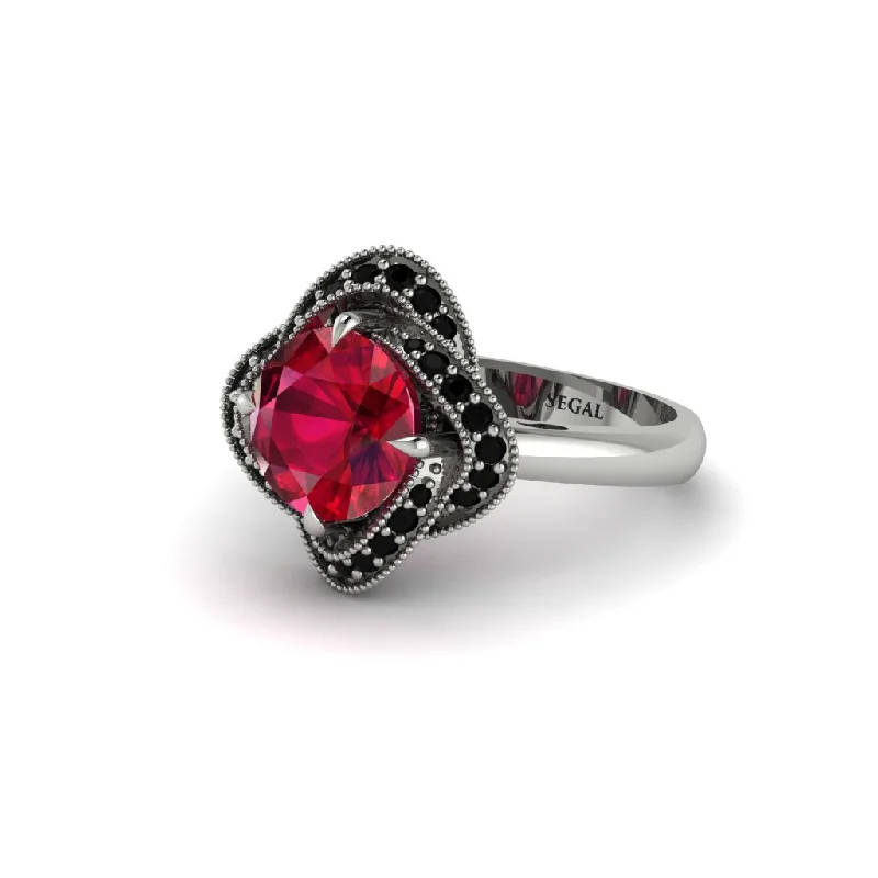 ladies engagement ring shell exclusive-Ruby Floral Infinity Engagement Ring - Brinley No. 42