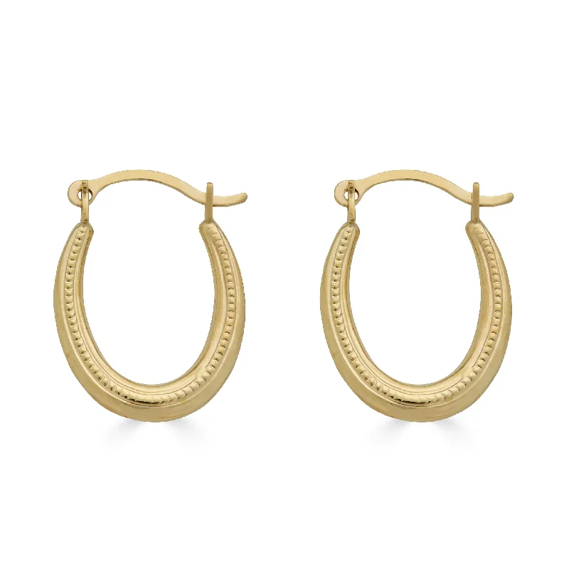 ladies earrings unique teardrop-14E00366 - 14 Karat Yellow Gold Rope Design Latch Back Hoop Earring