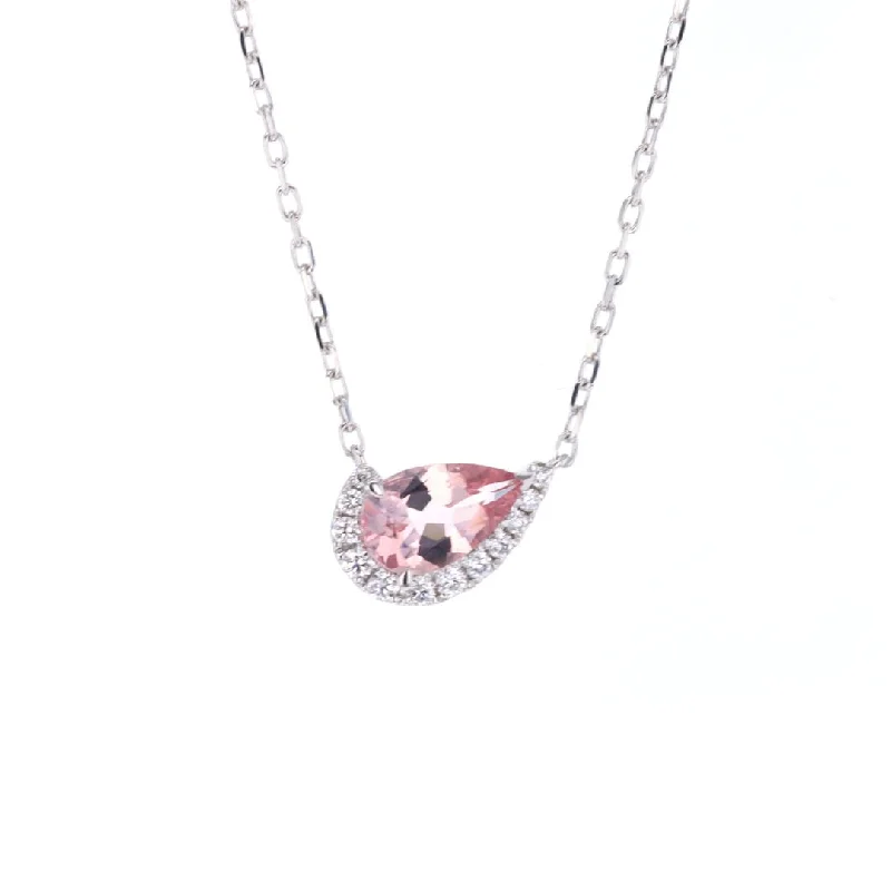 Ladies necklaces trendy fashion picks-Morganite & Diamond Pendant Necklace