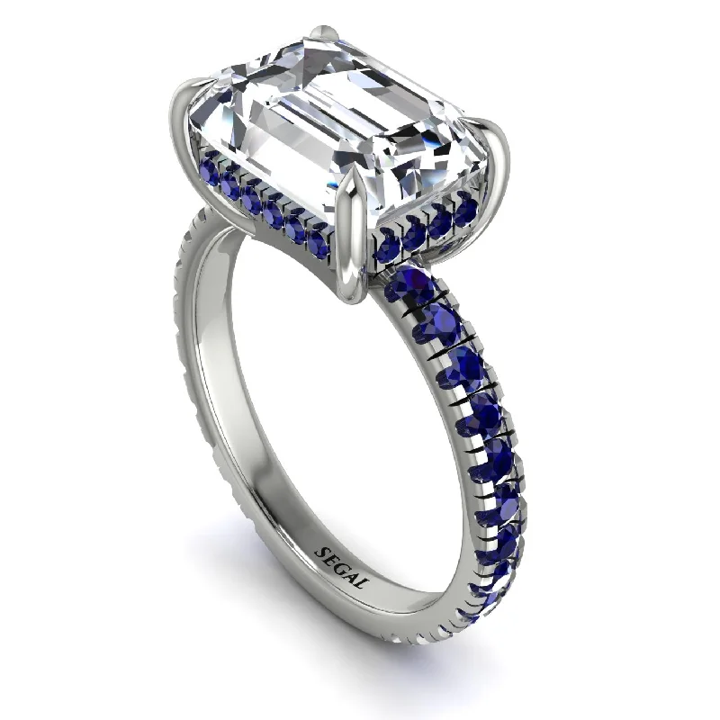 ladies engagement ring summer limited edition-Emerald-Cut Diamond Pavé Engagement Ring - Daphne No. 63