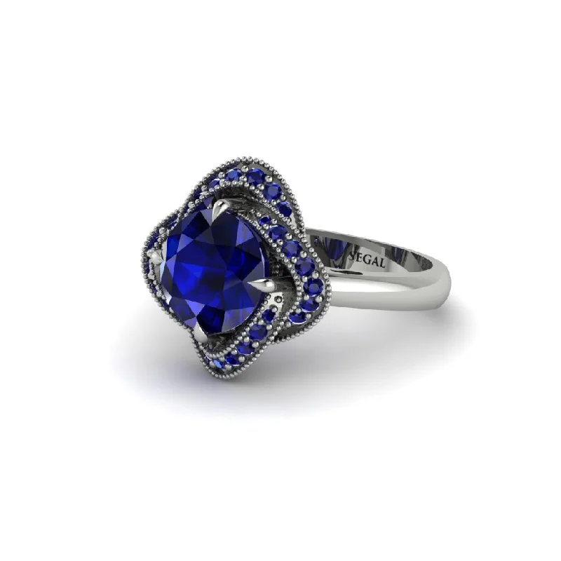 ladies engagement ring beach exclusive-Sapphire Floral Infinity Engagement Ring - Brinley No. 75