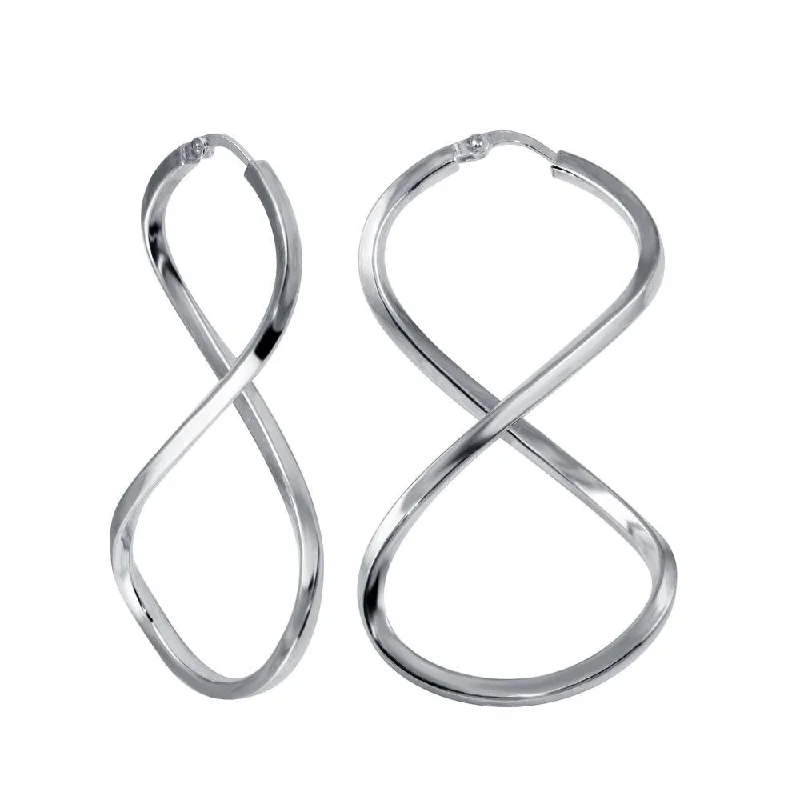 ladies earrings affordable halo-Rhodium Plated 925 Sterling Silver Infinity Hoop Earring - LS-S20025-40