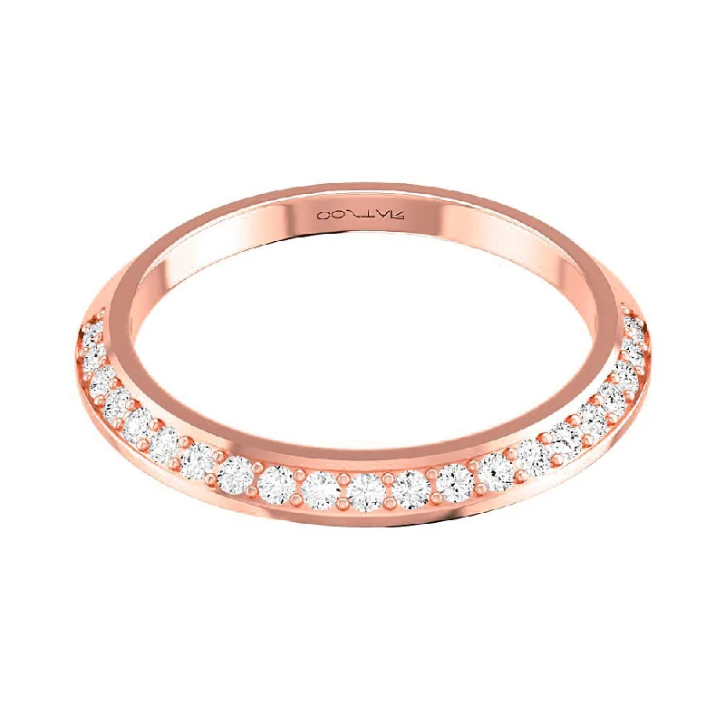 ladies ring delicate round cut-14k Rose Gold Diamond Angled Cascade Stackable Milgrain Eternity Band