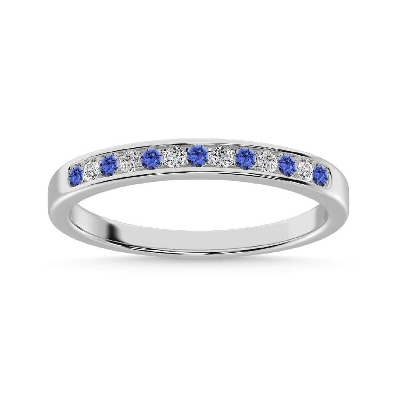 ladies ring elegant marquise cut-14k White Gold Tanzanite and Diamond 1/5 Ct.Tw. Anniversary Band