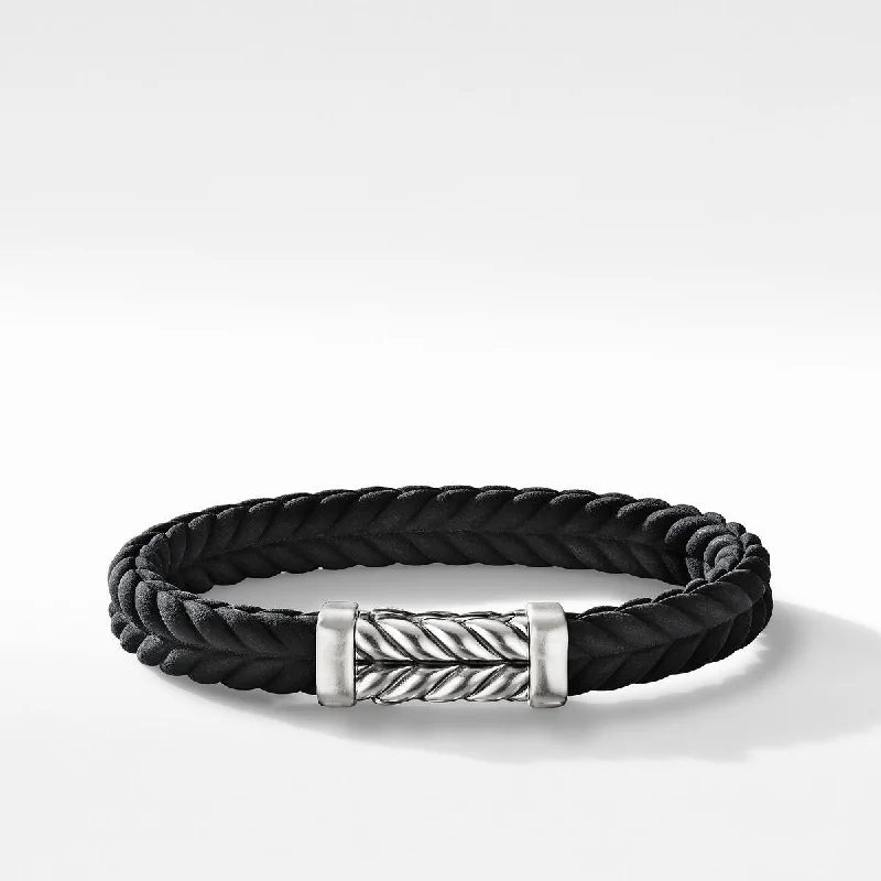 Ladies bracelets firm grip designs-David Yurman Chevron Black Rubber Link Bracelet