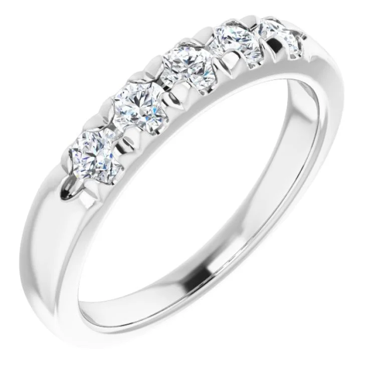 ladies ring engraved five stone-Platinum 1/2 CTW Natural Diamond Anniversary Band