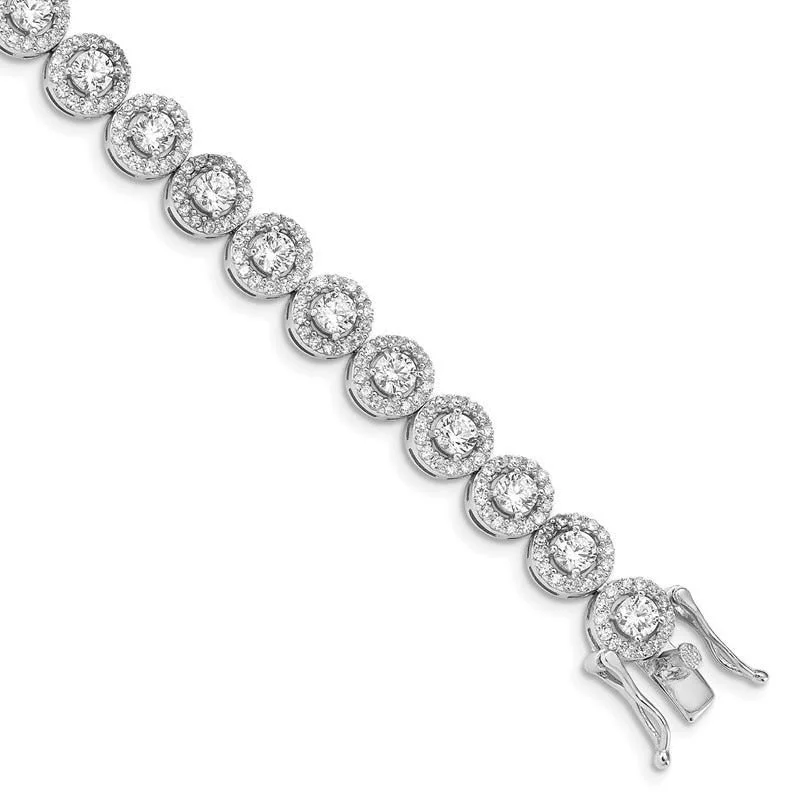 Ladies bracelets mixed metal finishes-Sterling Silver Rhodium-plated CZ Tennis 7.5 inch Bracelet