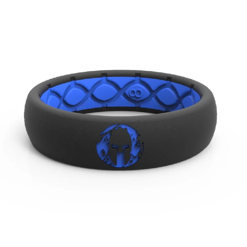 ladies ring chunky princess cut-Groove Life Spartan Race Super Blue Silicone THIN