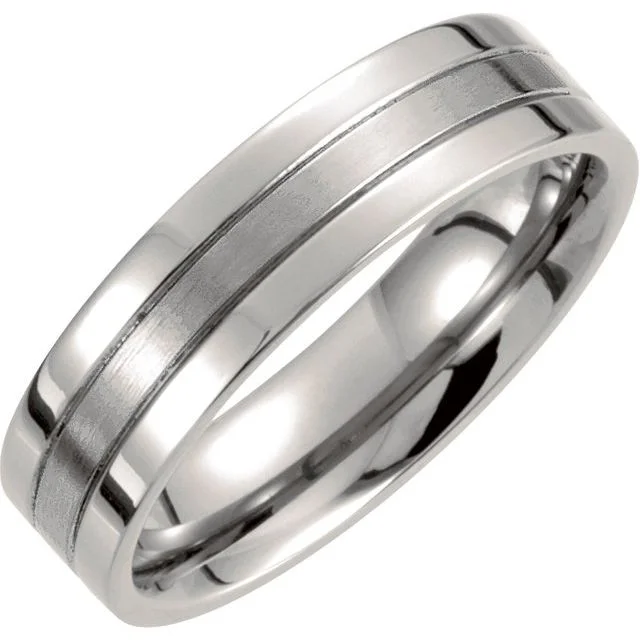 ladies ring bold channel-Titanium 6 mm Grooved Band