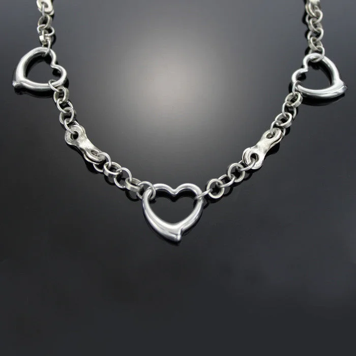 Ladies necklaces global brand styles-Stainless Steel Heart Chain Necklace