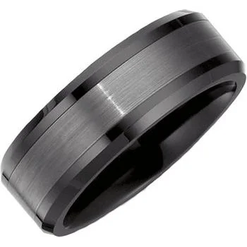 ladies ring chic marquise cut-Ceramic Couture® & Tungsten 8 mm Beveled-Edge Band