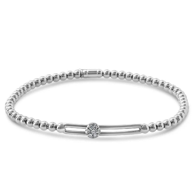 Ladies bracelets standout unique styles-Hulchi Belluni Stretch Bracelet with Single Pave Diamond Moveable Station