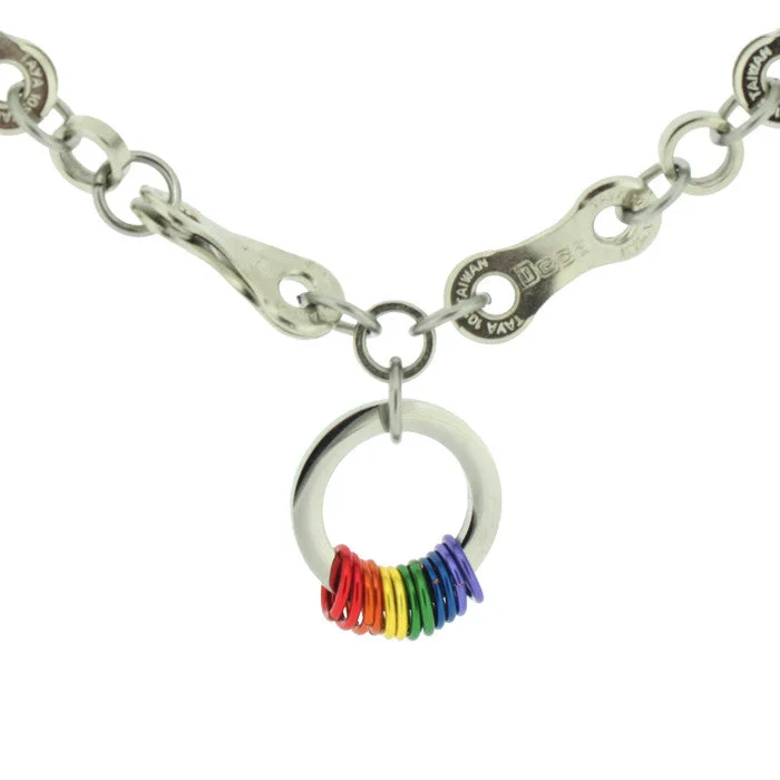 Ladies necklaces gothic aesthetic appeal-Stainless Steel Rainbow Drop Necklace