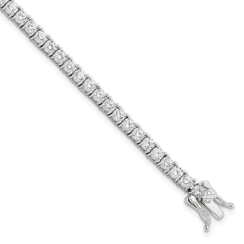 Ladies bracelets sentimental keepsake value-Sterling Silver Rhodium-plated Polished CZ Tennis Bracelet