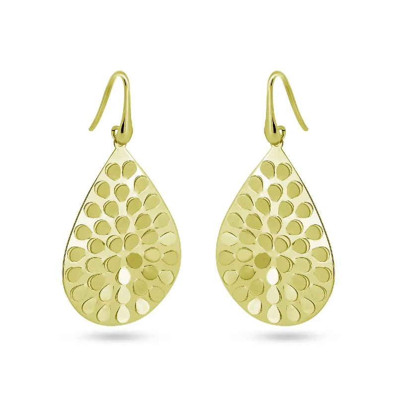 ladies earrings glossy cuff-Sterling Silver Gold Plated Pear Shape Earring - ECE00016Y