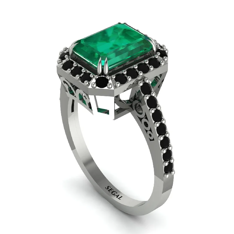 ladies engagement ring trendy sustainable-Emerald Cut Emerald Vintage-Inspired Engagement Ring - Addilyn No. 36