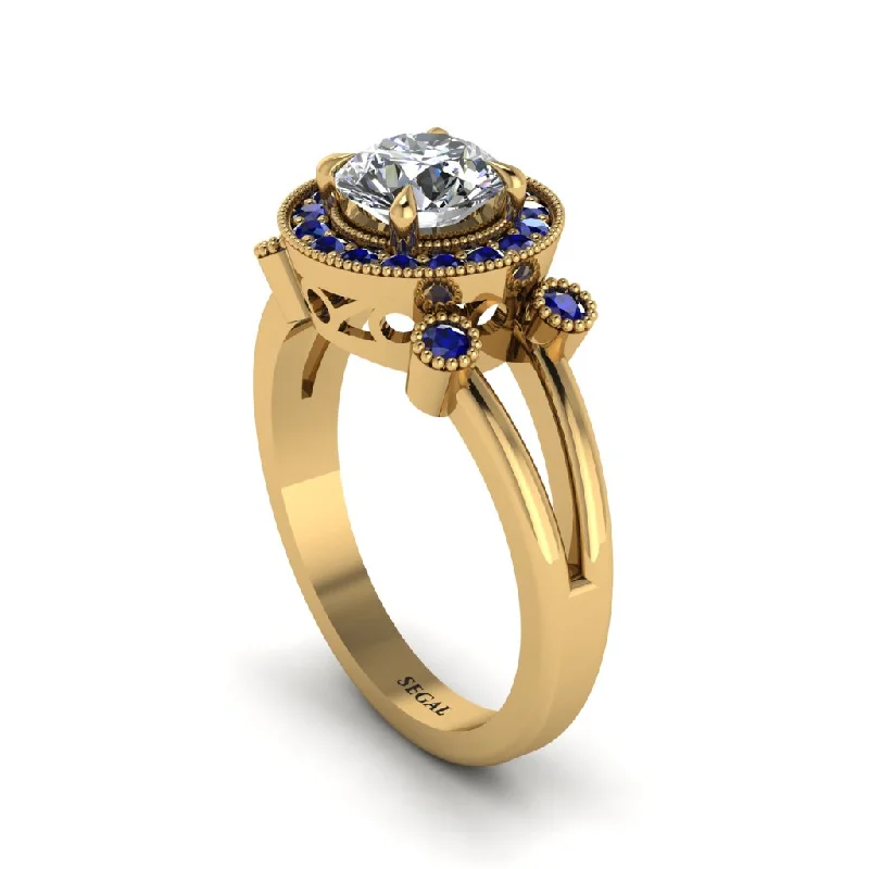 ladies engagement ring animal recycled-Radiant Diamond Halo Gold Engagement Ring - Madilyn No. 61