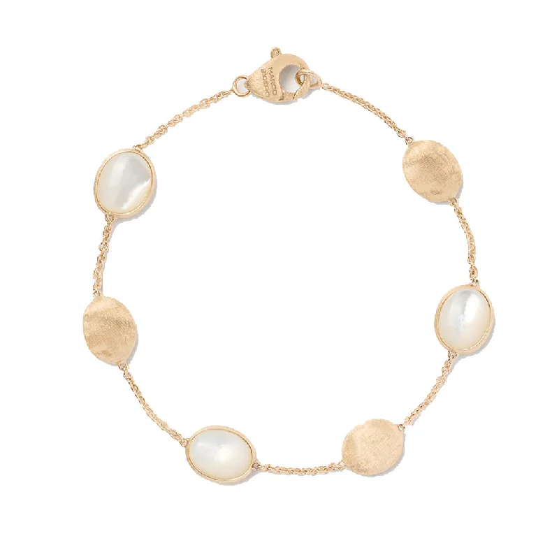 Ladies bracelets curved edge designs-Marco Bicego Siviglia 18K Yellow Gold Mother of Pearl & Gold Bracelet