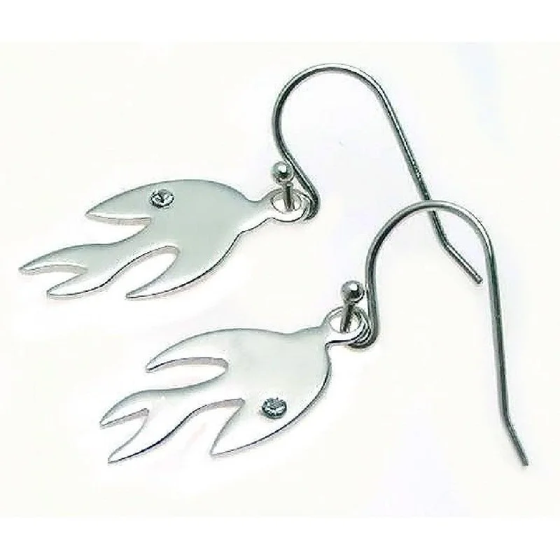 ladies earrings affordable halo-Clearance-Silver 925 Rhodium Plated Dove Crystal Hook Earrings - STE00526