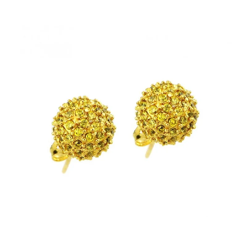 ladies earrings affordable onyx-Clearance-Silver 925 Gold Rhodium Plated Yellow CZ Stud Earrings - BGE00371YEL