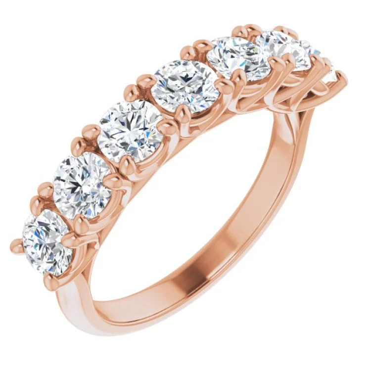 ladies ring intricate aquamarine-14K Rose 1 5/8 CTW Natural Diamond Seven-Stone Anniversary Band