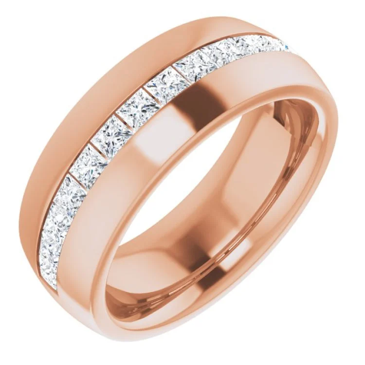 ladies ring matte platinum-14K Rose 1 CTW Diamond Band