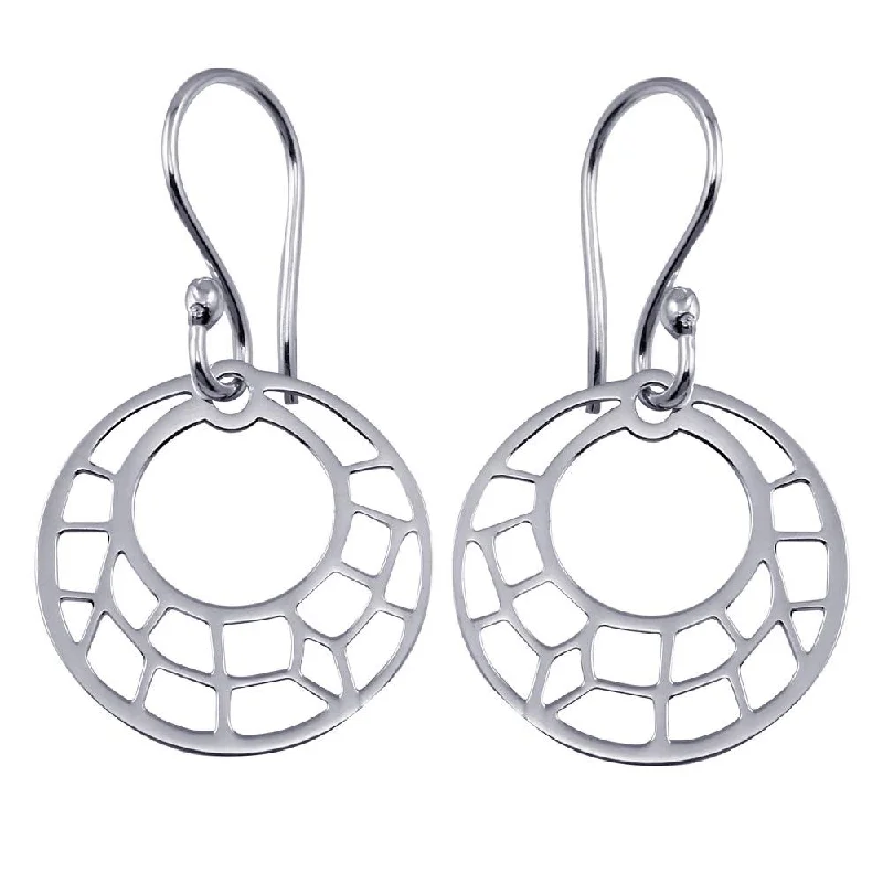 ladies earrings luxury square-925 Sterling Silver Dangling Flat Round Design Earrings - TRE00002