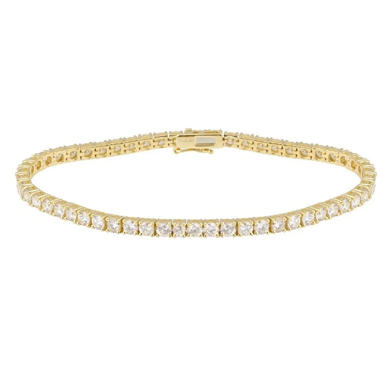 Ladies bracelets casual everyday wear-3.00ct Natural Diamond Tennis Bracelet in 14K Yellow Gold