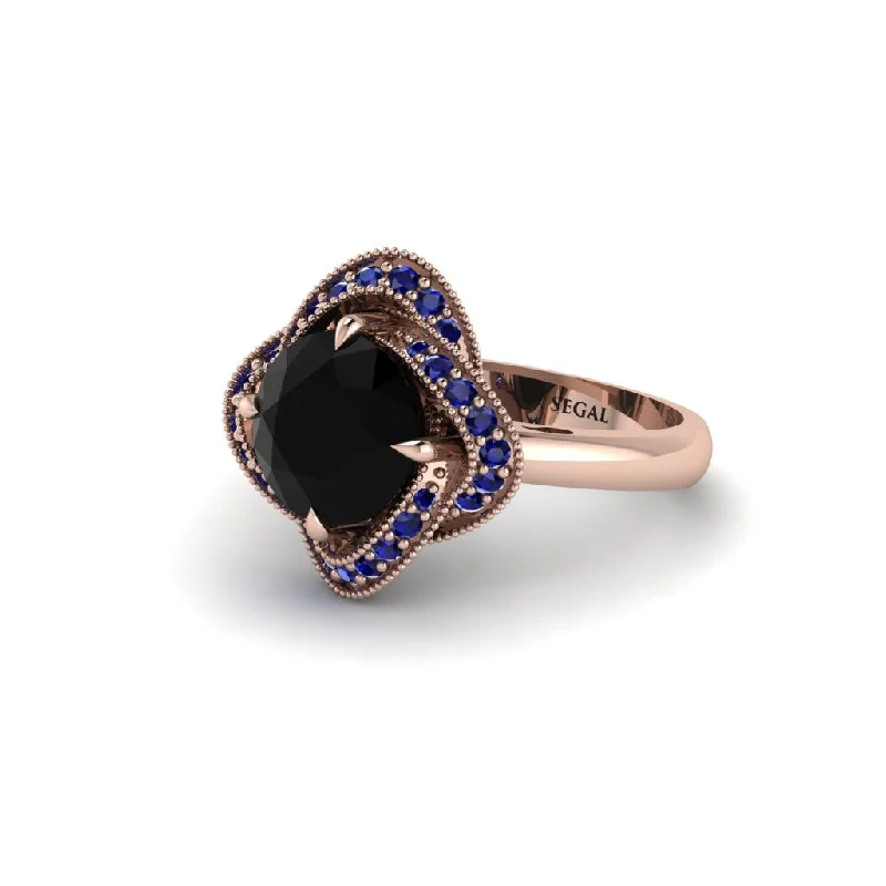 ladies engagement ring custom three stone-Black Diamond Floral Infinity Engagement Ring - Brinley No. 68