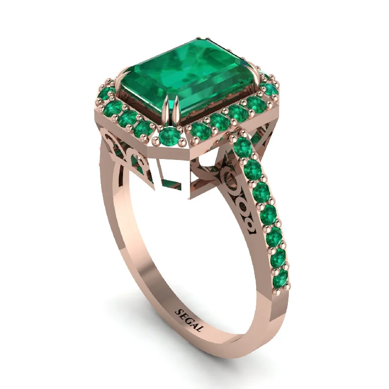 ladies engagement ring twisted bezel-Emerald Cut Emerald Vintage-Inspired Engagement Ring - Addilyn No. 20