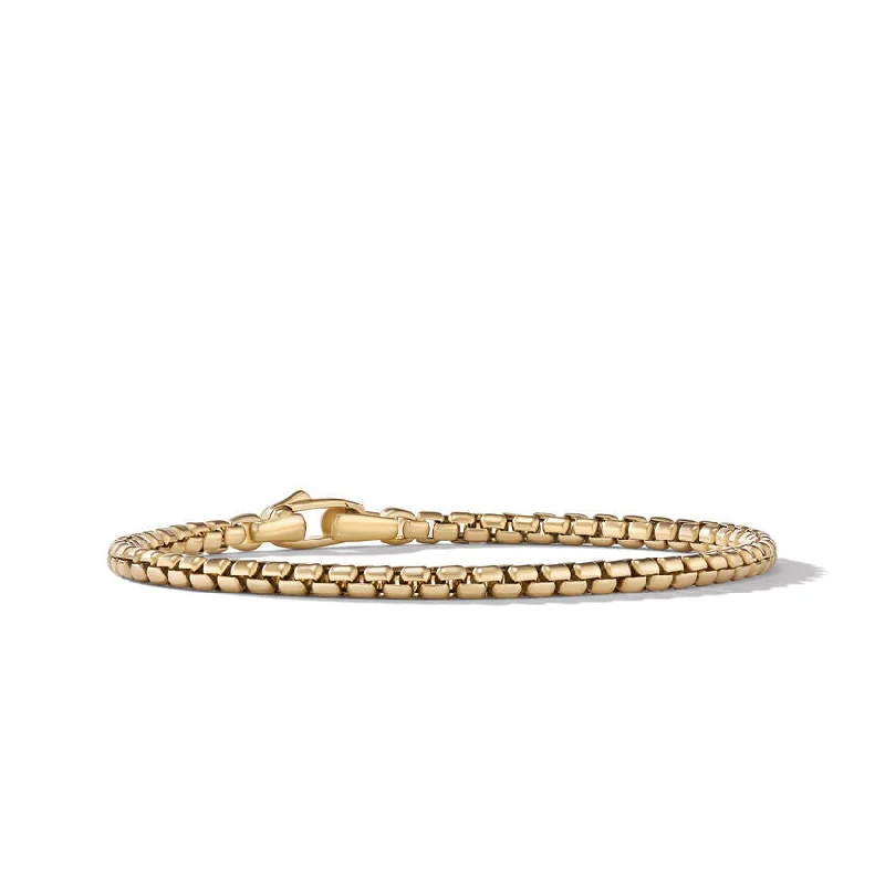 Ladies bracelets brilliant cut designs-David Yurman Box Chain Bracelet in 18K Yellow Gold, 3.4MM