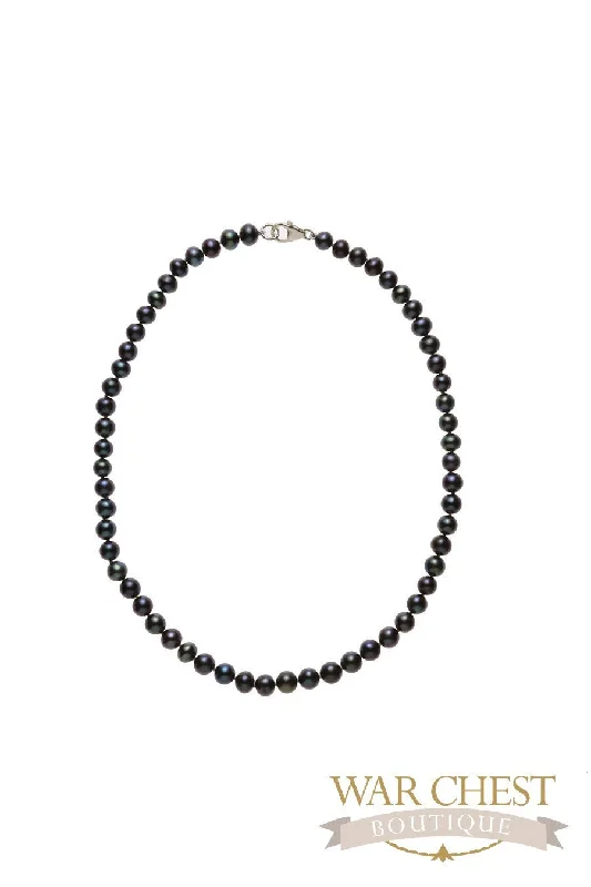 Ladies necklaces ethnic pattern designs-Black Pearl 18" Necklace