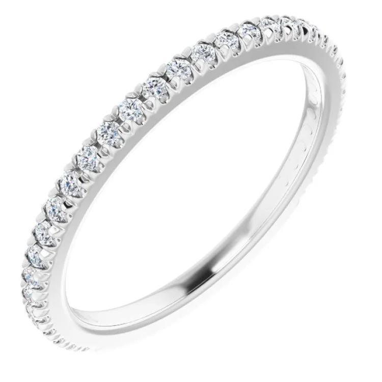 ladies ring intricate oval cut-14K White 1/3 CTW Natural Diamond French-Set Anniversary Band