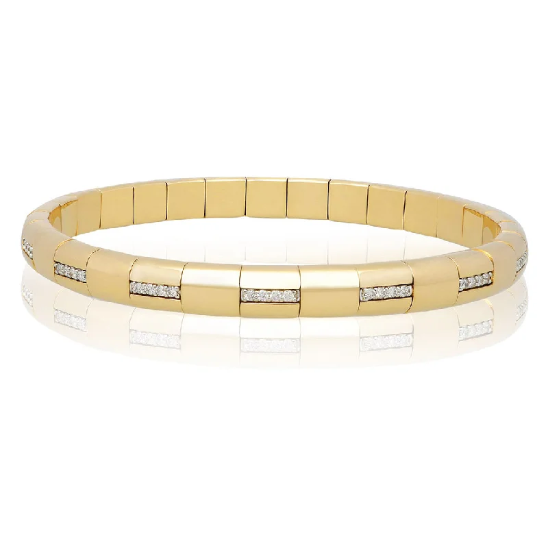 Ladies bracelets signature piece designs-Roberto Demeglio Pura Oro Bracelet Eternity Style Horizontal Diamond Bars Yellow Gold