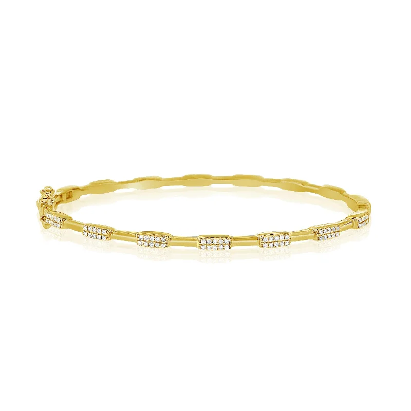 Ladies bracelets graduated size designs-Unique 14K Gold Diamond Bracelet