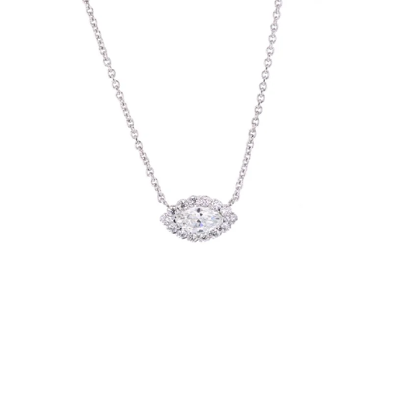 Ladies necklaces perfect gift choices-0.60 ctw Diamond with a 0.28 ctw Diamond Halo Pendant Necklace