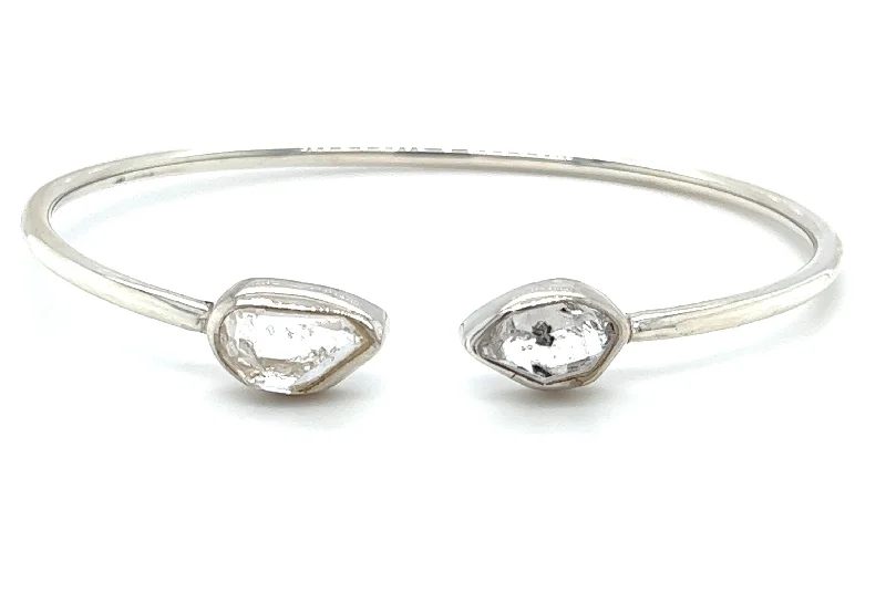 Ladies bracelets etched pattern styles-Sterling Silver Herkimer Diamond Cuff Bracelet