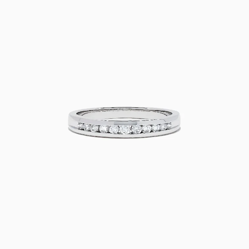 ladies ring fall cyber monday-Bridal 14K White Gold Channel Set Diamond Band, 0.24 TCW