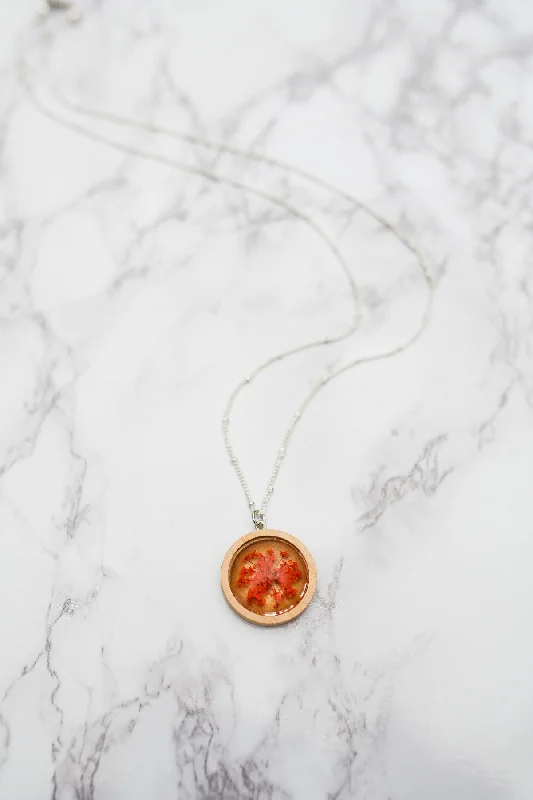 Ladies necklaces domed pendant styles-Pressed Crimson Pendant Necklace