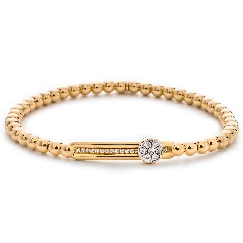 Ladies bracelets understated elegance designs-Hulchi Belluni Tresore Bead Single Slide Diamond Bracelet 18K