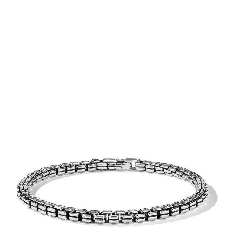 Ladies bracelets Chinese symbol styles-David Yurman Gents Double Box Chain Bracelet in Sterling Silver, 4mm