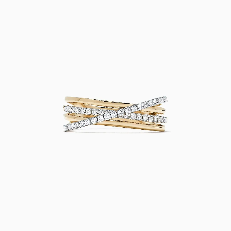 ladies ring elegant pear cut-D'Oro 14K Yellow Gold Diamond Crossover Band, 0.29 TCW