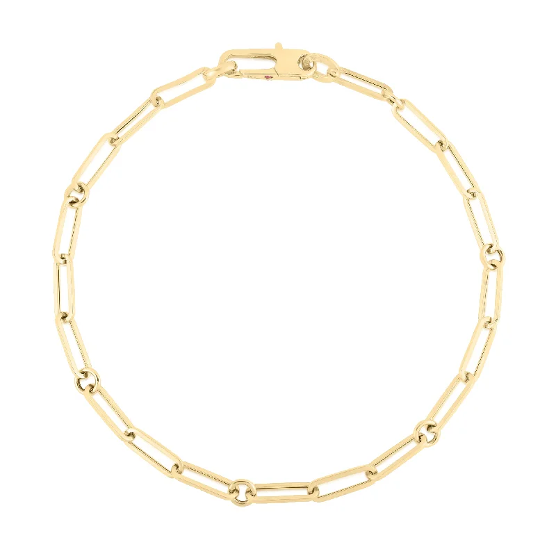 Ladies bracelets friendship band designs-Roberto Coin 18K Yellow Gold Designer Gold Paperclip & Round Link Bracelet