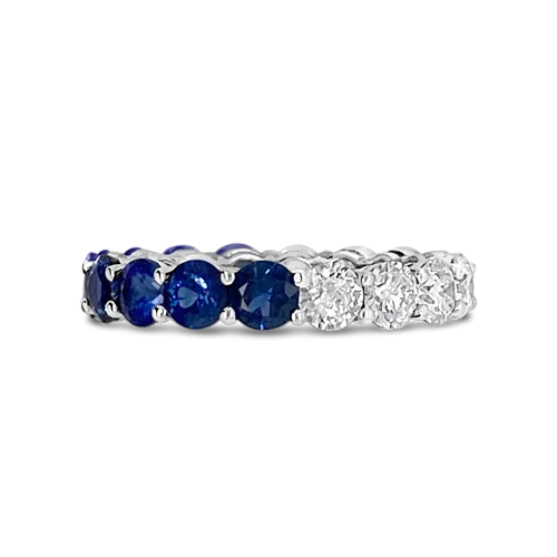 ladies ring spring christmas-Sapphire & Diamond Eternity Band