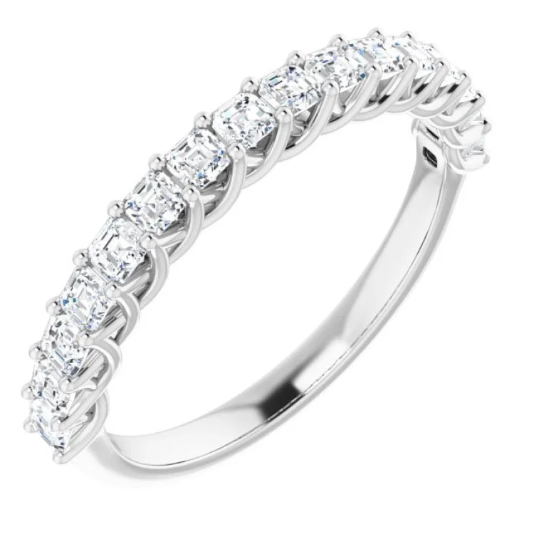 ladies ring high-end three stone-14K White 3/4 CTW Natural Diamond Anniversary Band