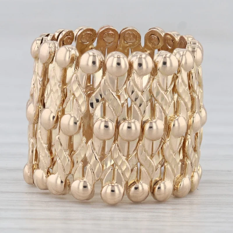 Expandable Mesh Ring Bracelet 10k Gold Size 3.5 Band up to 8" Statement Bangle